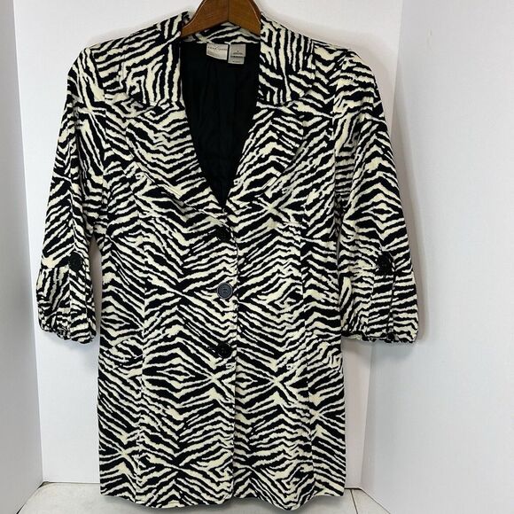 Emma James Jackets & Blazers - Emma James Jacket Womens Size 8 Black White Zebra Print Coat